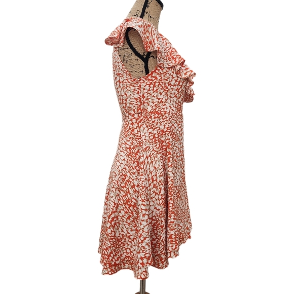 FREE PEOPLE French Quarter Wrap Mini Dress, Orange/Tan/White Print, Women's XS - Picture 8 of 13